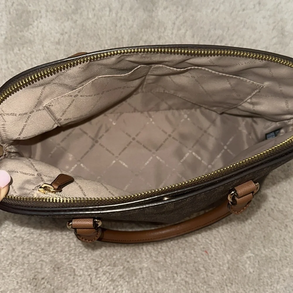 Michael KORS Signature Logo Brown Handbag Tote - Picture 6 of 9